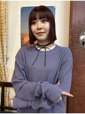 ブリーチなしダブルカラーボルドーブラウン切りっぱなし韓国ボブ