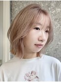 ハイトーンダブルカラーミルクティーベージュホワイトベージュ★