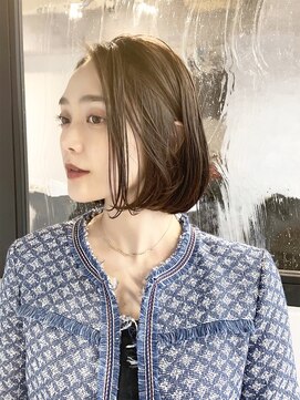 マルツ 銀座(maltu) オリーブベージュ秋色酸性ストレートシャギーボブ