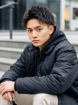 デバイス バイ フレイムス 越谷(DEVICE by Frames) メンズカット/爽やかに動くフェザーパーマ/センターパート/越谷