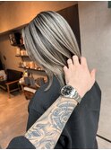 バレイヤージュ、ハイライト、切りっぱなしボブ、シャドールーツ