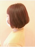 【morio鶴瀬】ピンクブラウン×前下がりボブ