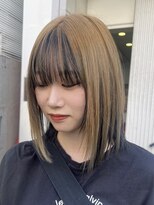 ロア 福岡天神本店(LORE)&nbsp;ダブルカラーミルクティーベージュカラーショートボブブリーチ