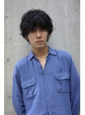 メンズミディアムウルフ ニュアンスパーマ