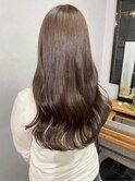 オリーブベージュ赤み消しカラー*ブリーチなし透明感カラー