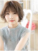 mod's姪浜/くすみベージュひし形ショートボブマッシュパーマh