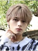 メンズヘアミルクティーベージュカラー韓流フェザーシースルー