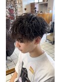 波巻きシャドーパーマメンズマッシュツイストスパイラルパーマ