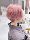 30代40代50代絶壁解消ひし形小顔前下がりショートボブ　ピンク