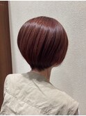 透明感×立体感ヘア大人可愛い奥行きショートヴィンテージレッド