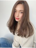 小顔×ナチュラルミディ×アッシュブラウン