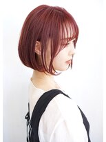 シーン(hair design SCENE) <scene谷添担当>☆チェリーピンク×内巻き丸みボブ☆