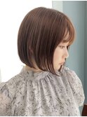 フェミニンで可愛いチェリーブラウンイメチェンボブ