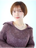 【YU-TA】前髪あり丸みショートにワンカラー透け感ブラウン