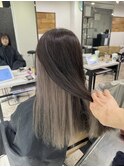 インナーカラーミルクティーグレージュデザインカラー夏所沢韓国