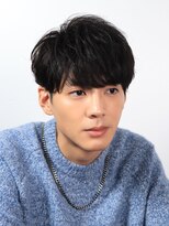 ネイビー(NAVY)&nbsp;スタイリング簡単サイドパート 束感 刈り上げマッシュ