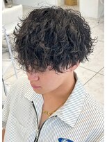 エース 栄矢場町店(Ace)&nbsp;波巻きスパイラルパーマメンズマッシュツイストブルーブラック