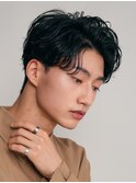 栄メンズカットニュアンスパーマ毛流れフェザーセンターパート