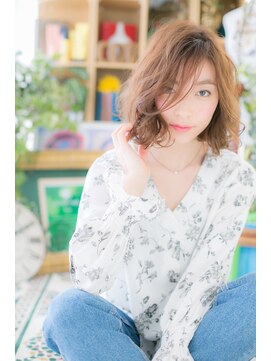 カバーヘア イヴ 戸頭店(COVER HAIR EVE) 細めハイライト根元パーマミニマルボブレイヤーc720代30代40代