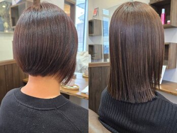 Miss Atena 萩店【髪質改善/ヘッドスパ/ショート】の写真/白髪のお悩みを魅力に変える。徹底したカウンセリングで、艶やかなしっかり染めも最旬の明るいカラーも♪