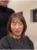 着物ヘア/ダークアッシュ/ミディアムレイヤーカット/麻布十番
