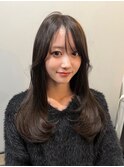レイヤーカット×グレージュ