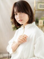 カバーヘア ブリス 川口(COVER HAIR bliss)&nbsp;艶感斜めバング黒髪ボブディヘルシースタイルc7川口20代30代40代