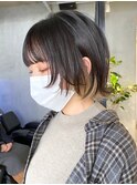 ミニウルフ 外ハネボブ インナーカラー 前髪あり