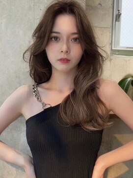 サイン 渋谷(SIGN) 黒髪グレーベージュレイヤーロング前髪パーマ