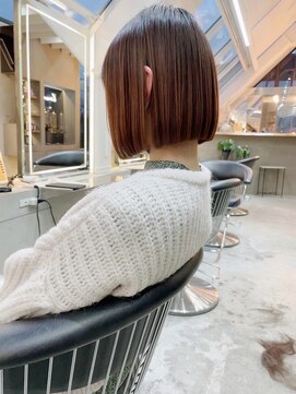 ロンドミラー 博多店(Lond Mirror) 韓国風切りっぱなし小顔ボブ/黒髪地毛風カラー/博多