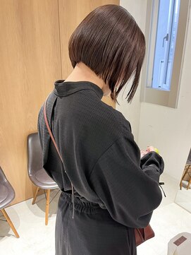 ラミエ バイ メルト 吉祥寺(lamie by melt) "久保田"ミニボブ地毛風縮毛矯正ストレート暖色ブラウン