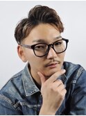 メンズショートビジネスツーブロックセンターパートフェード