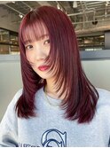 ロング顔周りレイヤーウルフレイヤー韓国ヘア_ba508821