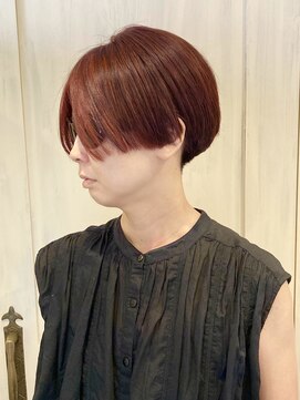ヘアーリゾートガーデン 南林間店(Hair Resort Garden) ピンクオレンジのフェイスフレーミング/ハンサムショート