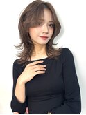 髪質改善ミディアムレイヤー艶髪カラー顔まわりレイヤー