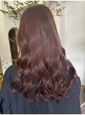冬の韓国風◎赤茶レッドブラウン暖色ロングヘア