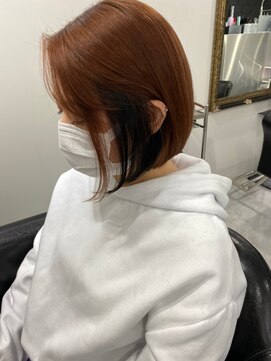 グラム 安城桜井店(gram) 逆インナーカラー_切りっぱなしボブ_オレンジカラー_髪質改善_23