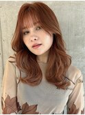 前髪カタログアンブレラカラーこなれミディーウェーブパーマ