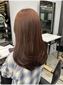オレンジブラウン　オレンジカラー　ブリーチなし　暖色カラー