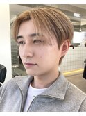 韓国メンズホワイトシースルーマッシュアッシュグレージュカラー