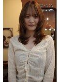 ケアブリーチミルクティーブラウン顔まわりレイヤーカット岡山