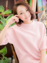 カバーヘアアンドスパ ブリス 浦和(COVER HAIR&SPA bliss)&nbsp;アシンメトリーくせ毛風かきあげ前髪ロブヘアc5浦和20代30代40代