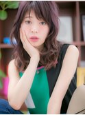 大人かわいいピンクラベンダーくせ毛風パーマc5川口20代30代40代