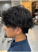 波巻きパーマメンズパーマメンズヘアツーブロックツイストパーマ