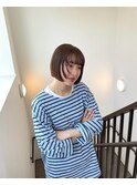 ボブパーマ/黒髪パーマ/切りっぱなしボブ/ショートボブ
