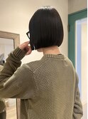 【吉田江梨】切りっぱなしボブぱっつん前髪ショート縮毛矯正