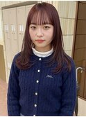 ハッシュカットブリーチなしダブルカラー赤髪チェリーレッドrena