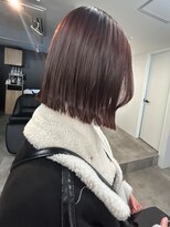 ミュラ(mulah)&nbsp;暖色カラーチェリーレッド＊切りっぱなしボブボルドーカラー