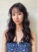 地毛風グレージュ×ウェーブロング