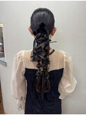 タイトツインポニーアレンジ　お呼ばれヘアセット